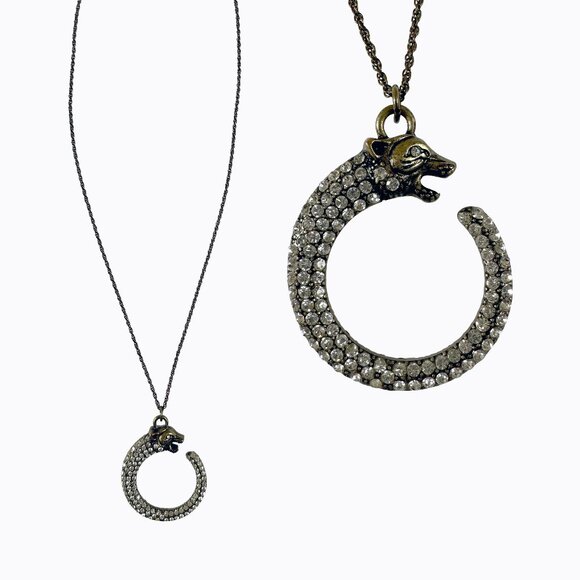Samantha Wills Panther Crystal Crescent Necklace Brass Chain Old Money Boho Luxe - Picture 1 of 10